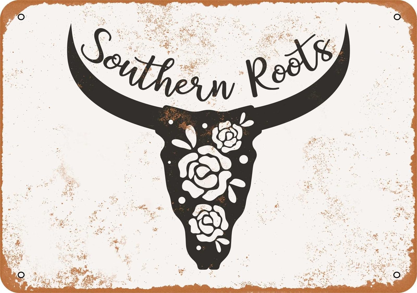 Miaomansenstore Metal Sign - Southern Roots Longhorn - Vintage Look Home Decor