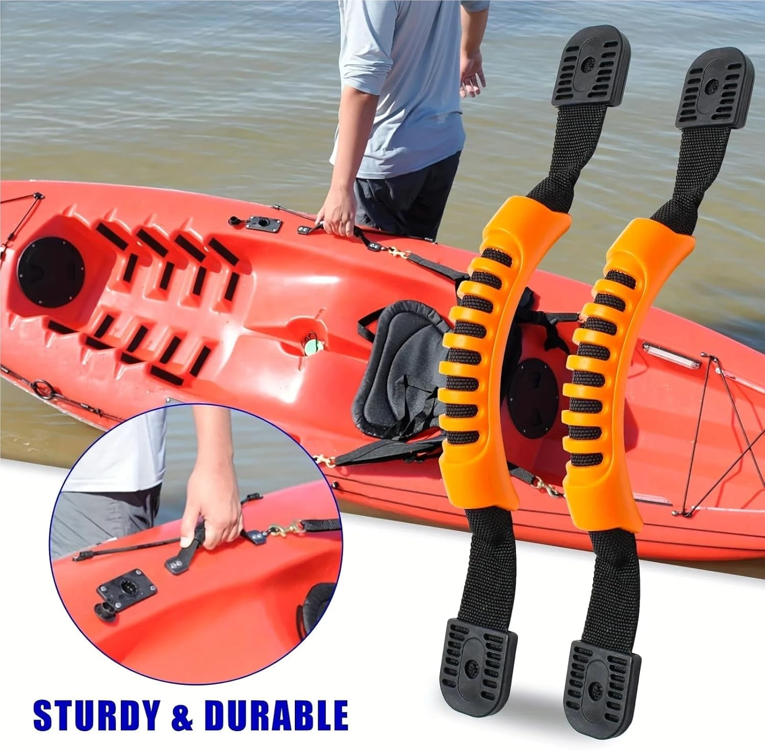 Kayak Handles 10Pcs Single Hole Kayak Carry Handles PVC + PP Non-Slip Grooved Handle for Kayak Paddle Tandem Ocean Kayak Suitcases Door for Portable Boats