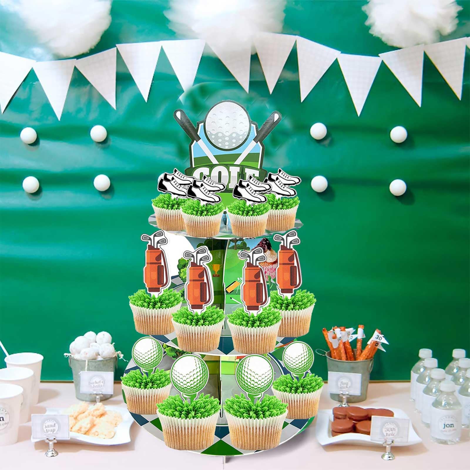 24 Stück Golf-Cupcake-Dekorationen – Aus Glänzender Folie, Für Babyparty, Geburtstag, Ruhestand – Verschiedene Motive
