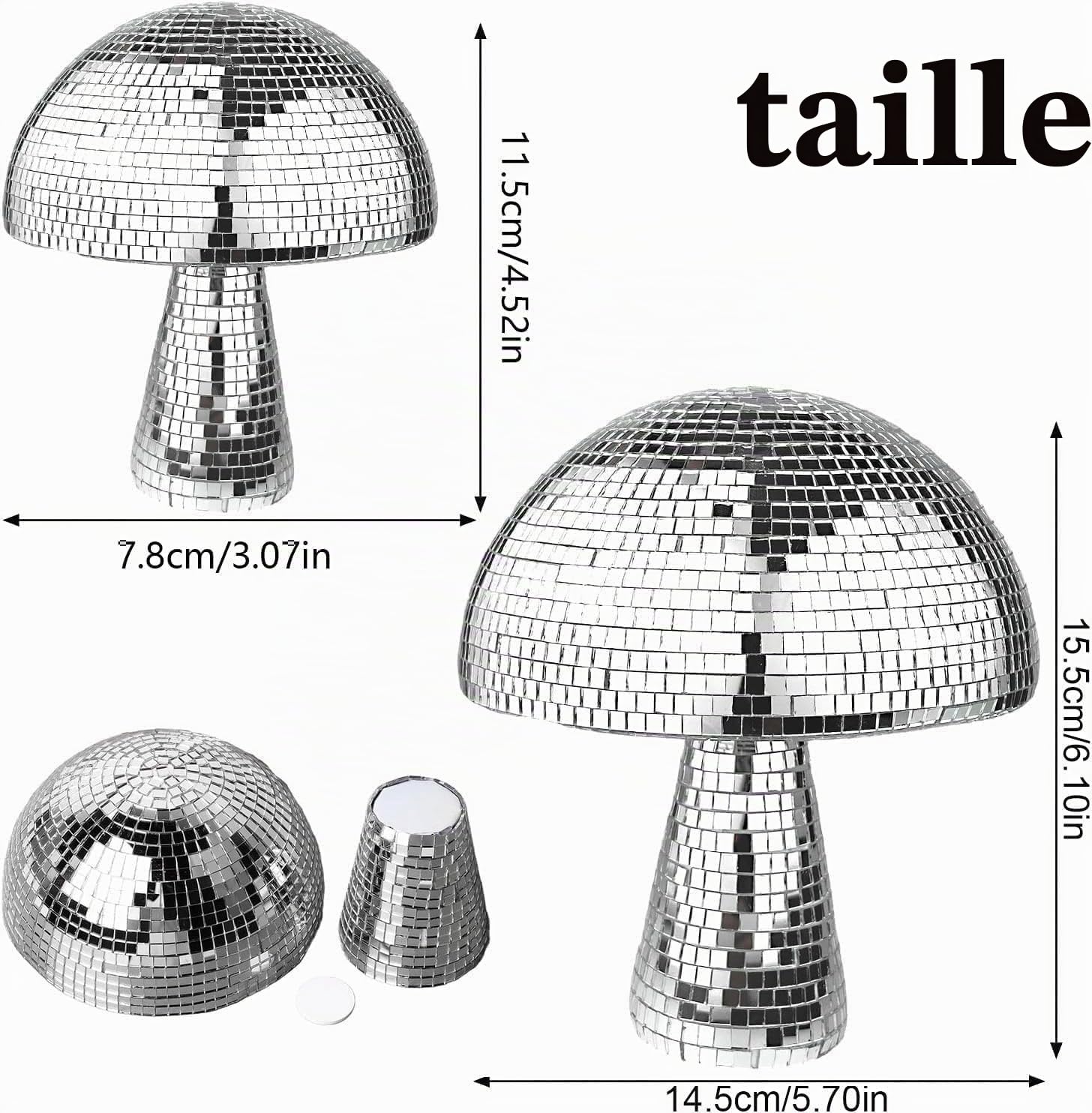 Boule Disco Champignon Miroir,Champignon Scintillant à Paillettes Décoration de Boules Disco,Boules à Facettes,Pour la Décoration de la Maison,Boules de Noël,Boule a Facette Deco a Poser