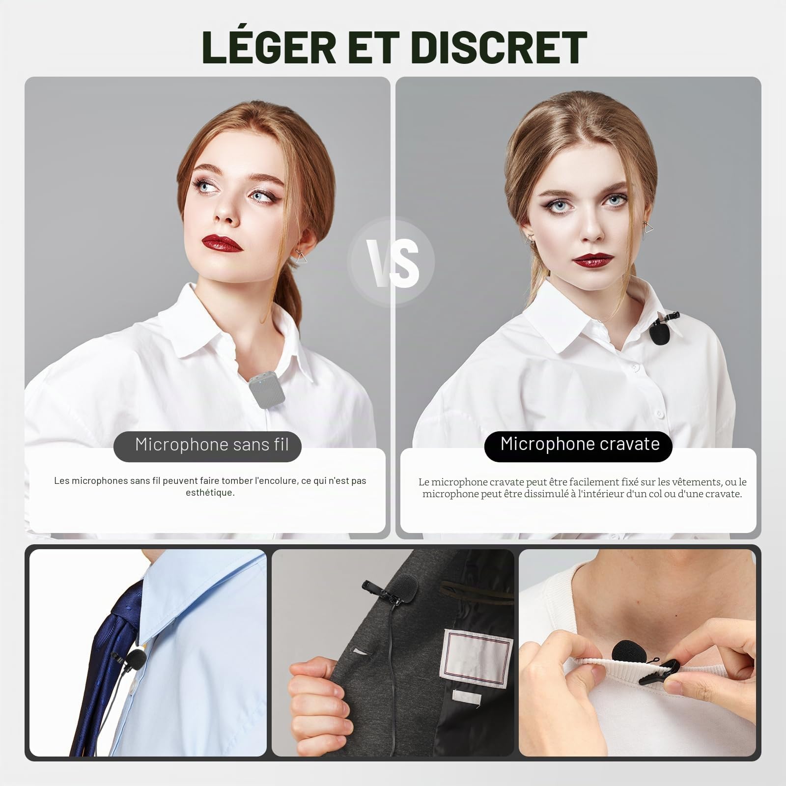 NEEWER Lot de 2 Microphones Cravate à Condensateur Omnidirectionnel Filaire à Clipser pour scène, Youtube en Direct, Compatible avec Rode Wireless GO II 2 DJI l'émetteur de Micro sans Fil, CM5
