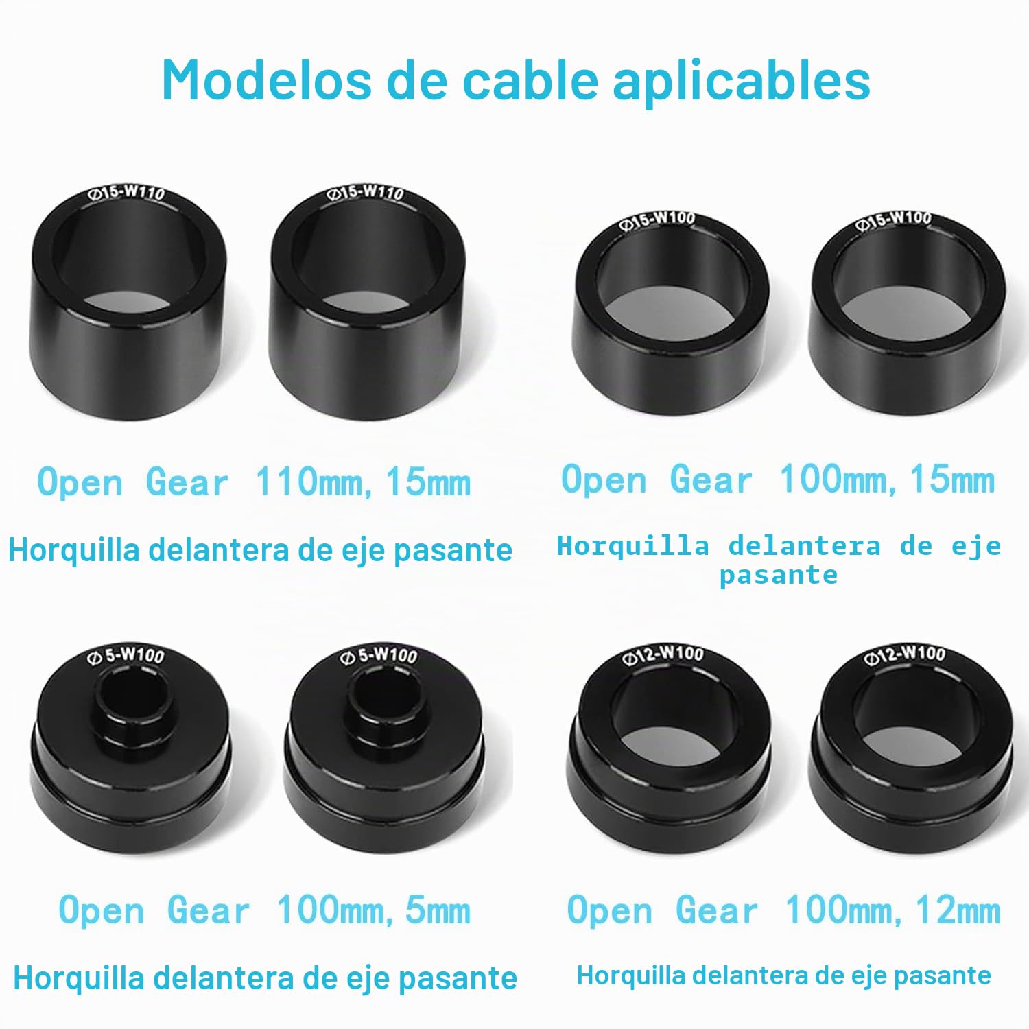 2 Piezas Soporte De Horquilla De Bicicleta, Bloque De Bicicleta Versátil, Soporte De Horquilla Bicicleta Aleación De Aluminio, para 5/12/15x100mm, 15x110mm 8 Pares De Tapas Laterales