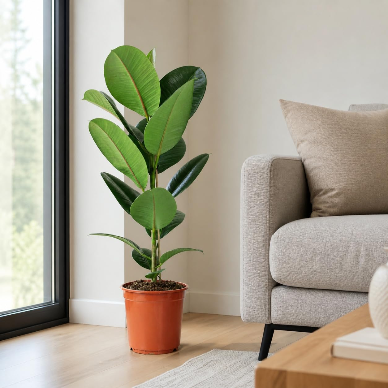 Gummibaum - pflegeleichte Zimmerpflanze, Ficus elastica 'Robusta' - Höhe ca. 70 cm, Topf-Ø 21 cm