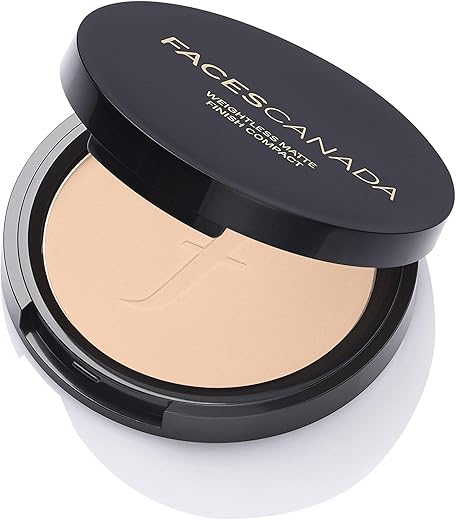 FACES CANADA Weightless Matte Finish Compact Powder – Ivory, 9 g | Non Oily Matte Look | Evens Out Complexion | Hides Imperfections | Blends…