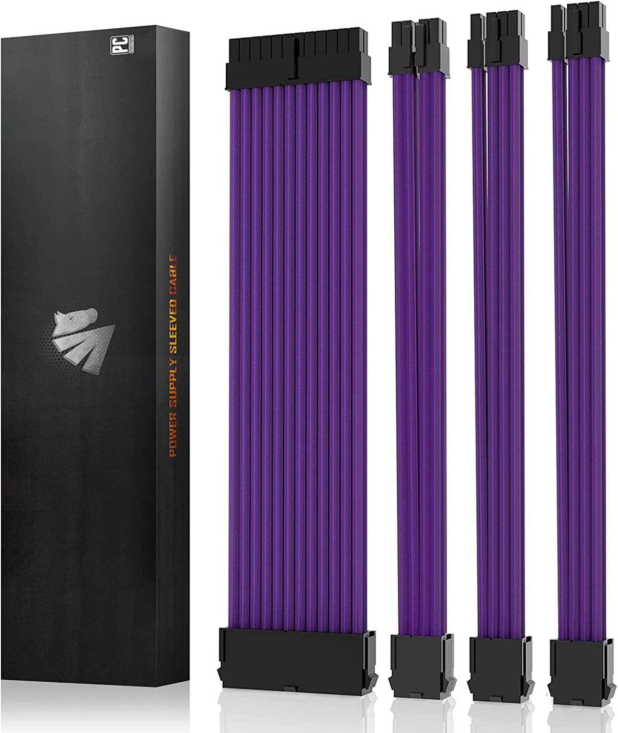 AsiaHorse PSU Kabelverlängerung, PC Sleeved Cable Kit für GPU/CPU, 16AWG Netzteil Cable Extensions mit Kabelkämmen, 24PIN/ (6+2) PIN/ (4+4) PIN Kabelmanagment, 30CM, Lila