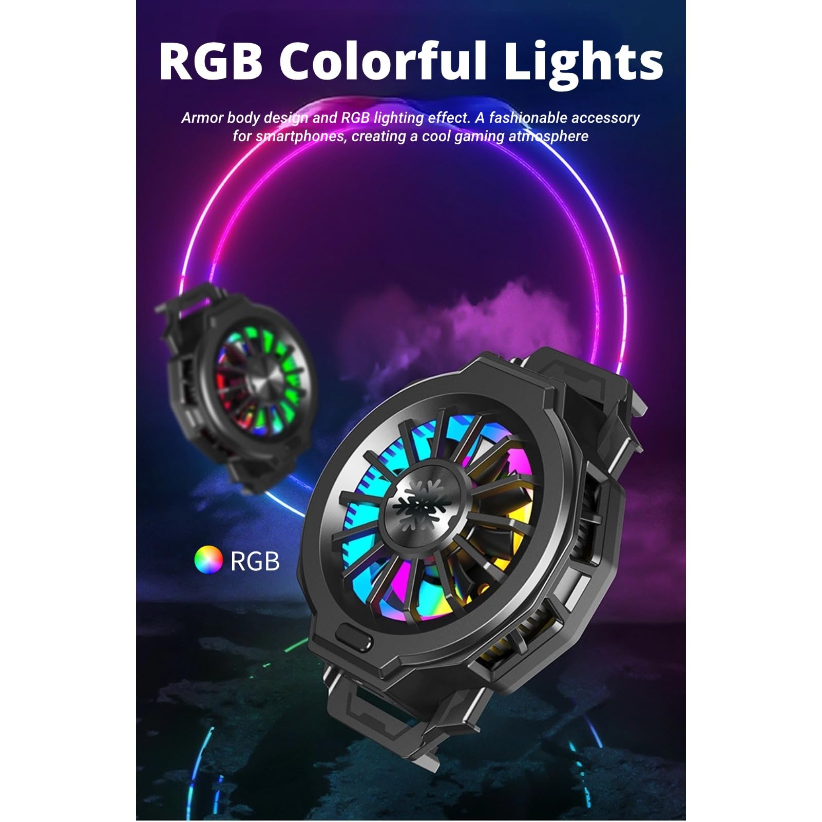 Raffreddatore per Cellulare RGB, Radiatore per Cellulare a Semiconduttore Silenzioso Portatile Leggero Magnetico Ventola di Raffreddamento per Telefono Cellulare Dissipatore di