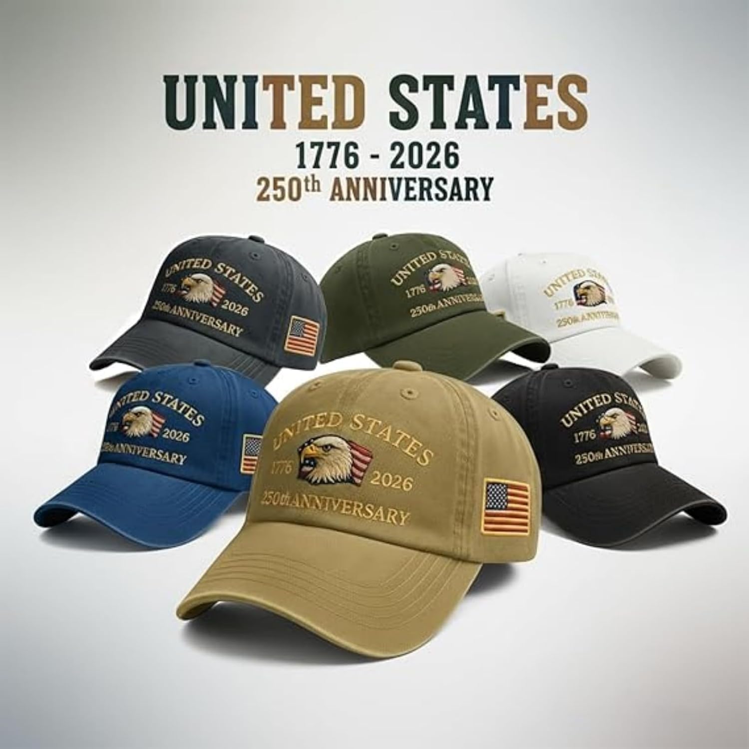USA 250th Anniversary Commemorative Hat Men Women Patriotic Adjustable 250 Anniversary Cap Bald Eagle Printed Baseball Cap
