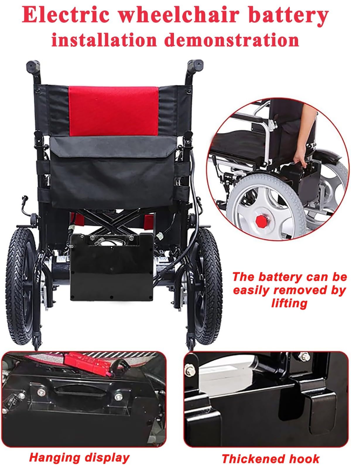 Batería para Silla De Ruedas Eléctrica, 24 V 10 Ah 12 Ah 15 Ah 20 Ah, Batería De Repuesto para Silla De Ruedas Eléctrica, Conector Anderson Rojo.