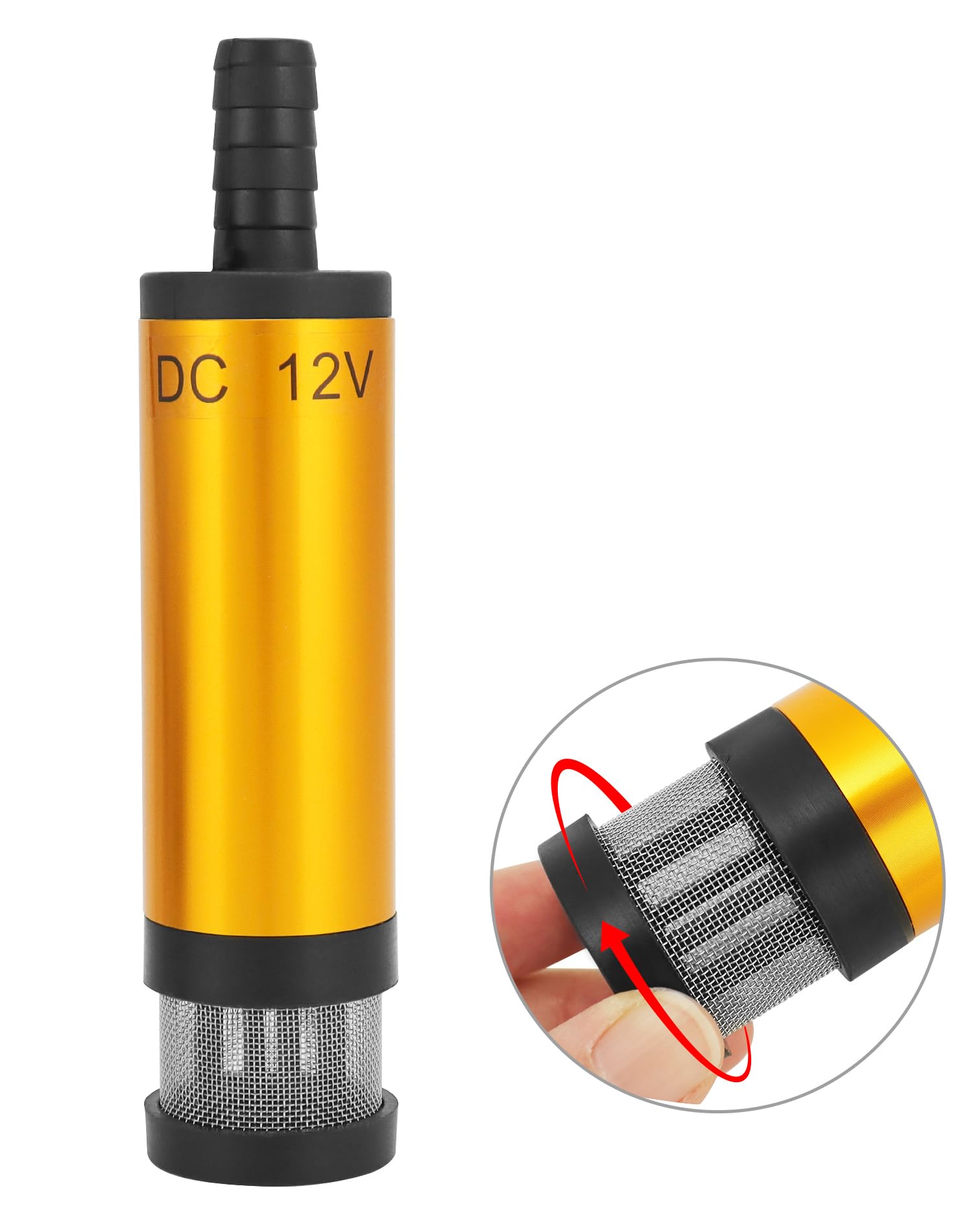 QWORK® Pompa wodna 12V 38MM, pompa wysokoprężna z zaciskiem, stal nierdzewna, kabel zasilający 3M, do oleju napędowego, nafty, wody