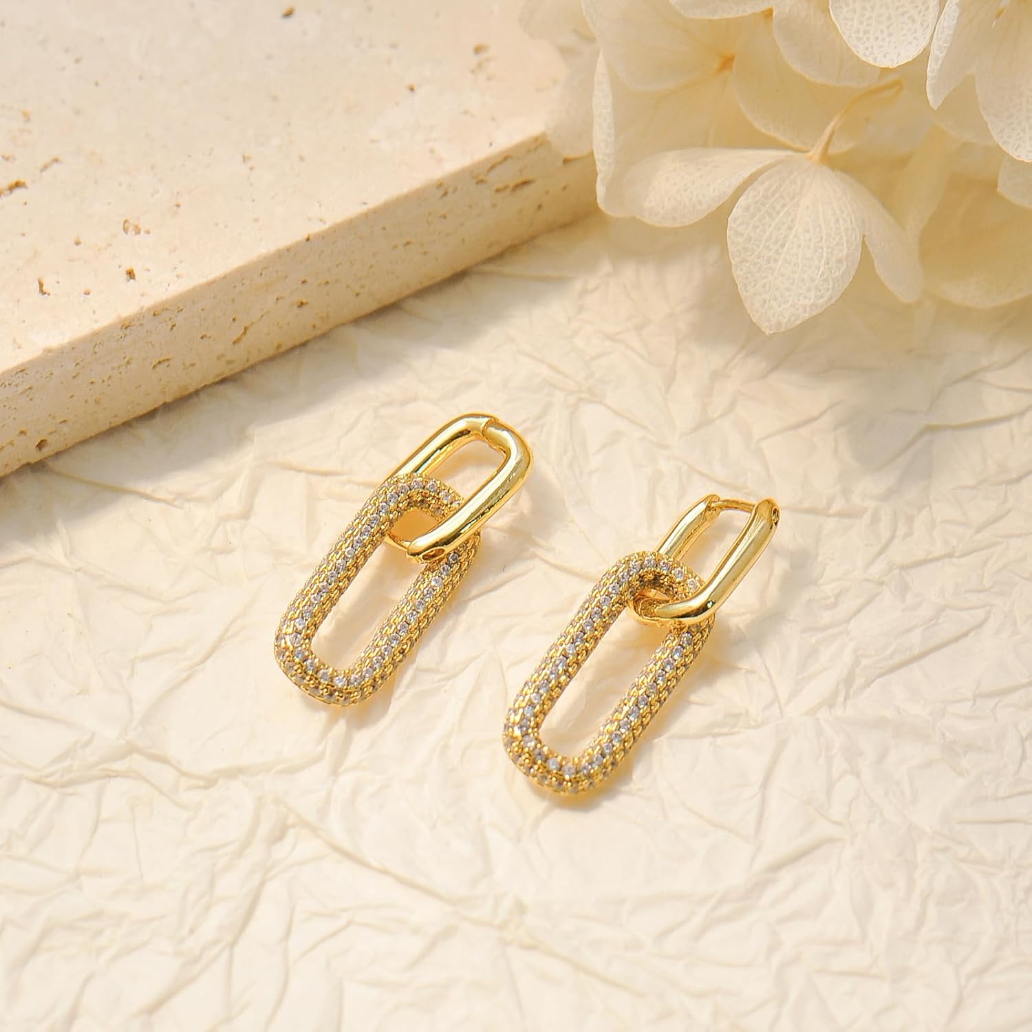 Gold Hoop Earrings for Women Trendy, 14K Gold Plated Chunky Hoops Dangle Thick Huggie Earrings Dainty Hypoallergenic Lightweight Jewelry - Image 8