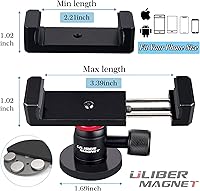 Vista 3 de ULIBERMAGNET Soporte magnético para teléfono con rotación de 360° con mini cabeza de bola, compatible con teléfonos inteligentes para coches, Jeep