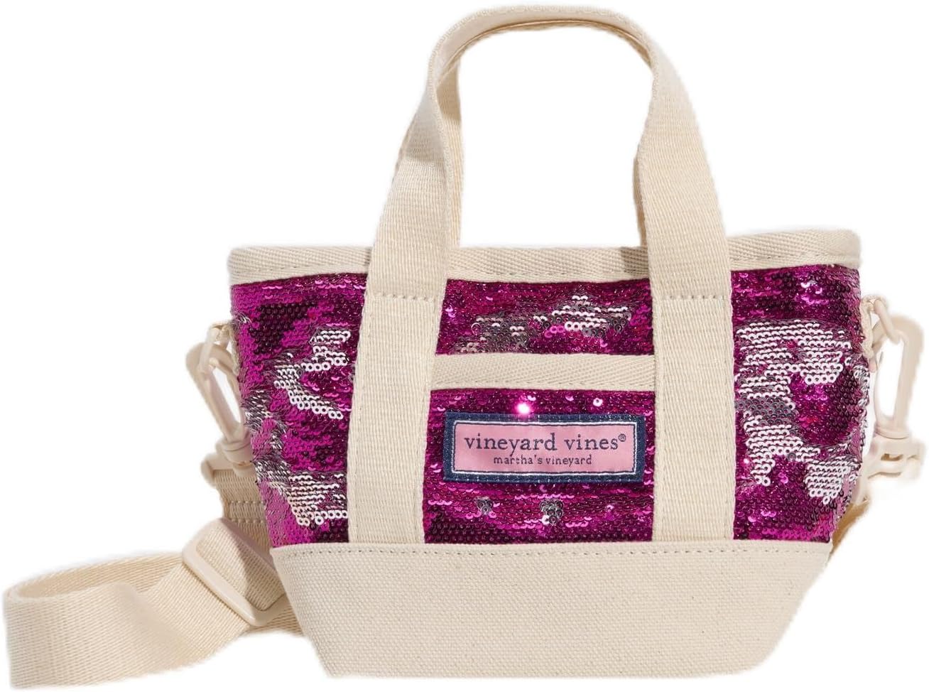 vineyard vines Girls' Sequin Mini Tote, Charm Pink