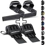 Fitgriff Lifting Straps & Wrist Wraps (Bundle) Superior Support for Weightlifting & Gym Workouts - for Men and Women (Grey)