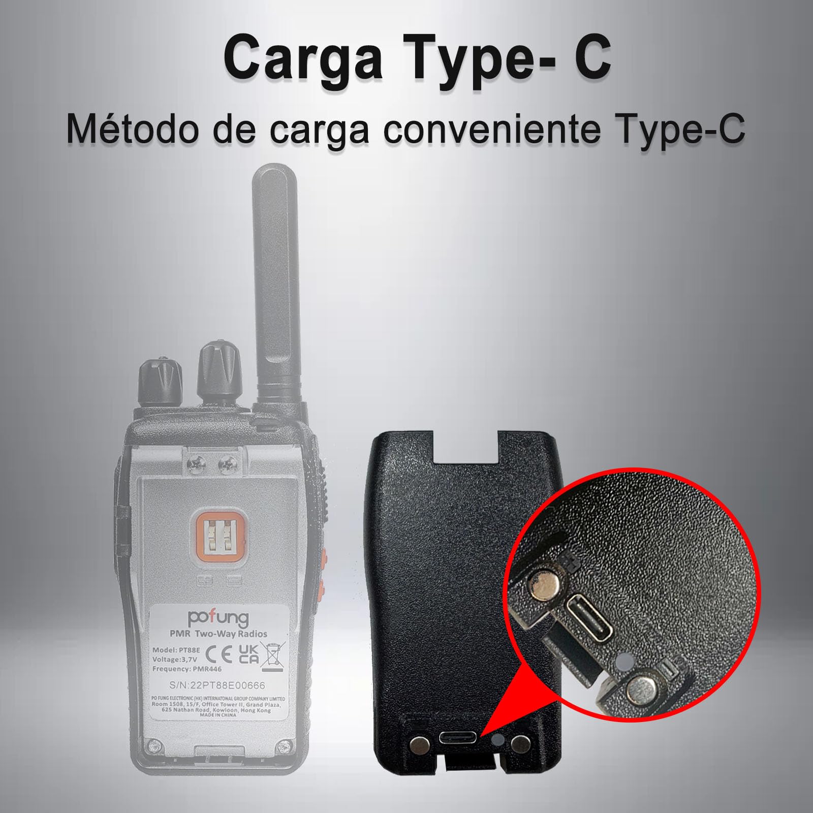 Walkie Talkie PMR446 Sin Licencia Pofung PT88E Walkis Profesional 4 Piezas | 16 Canales Radio Comunicador,1500mAh Walkie Talkie Largo Alcance USB Recargable Radio Portátil,para Adultos Senderismo