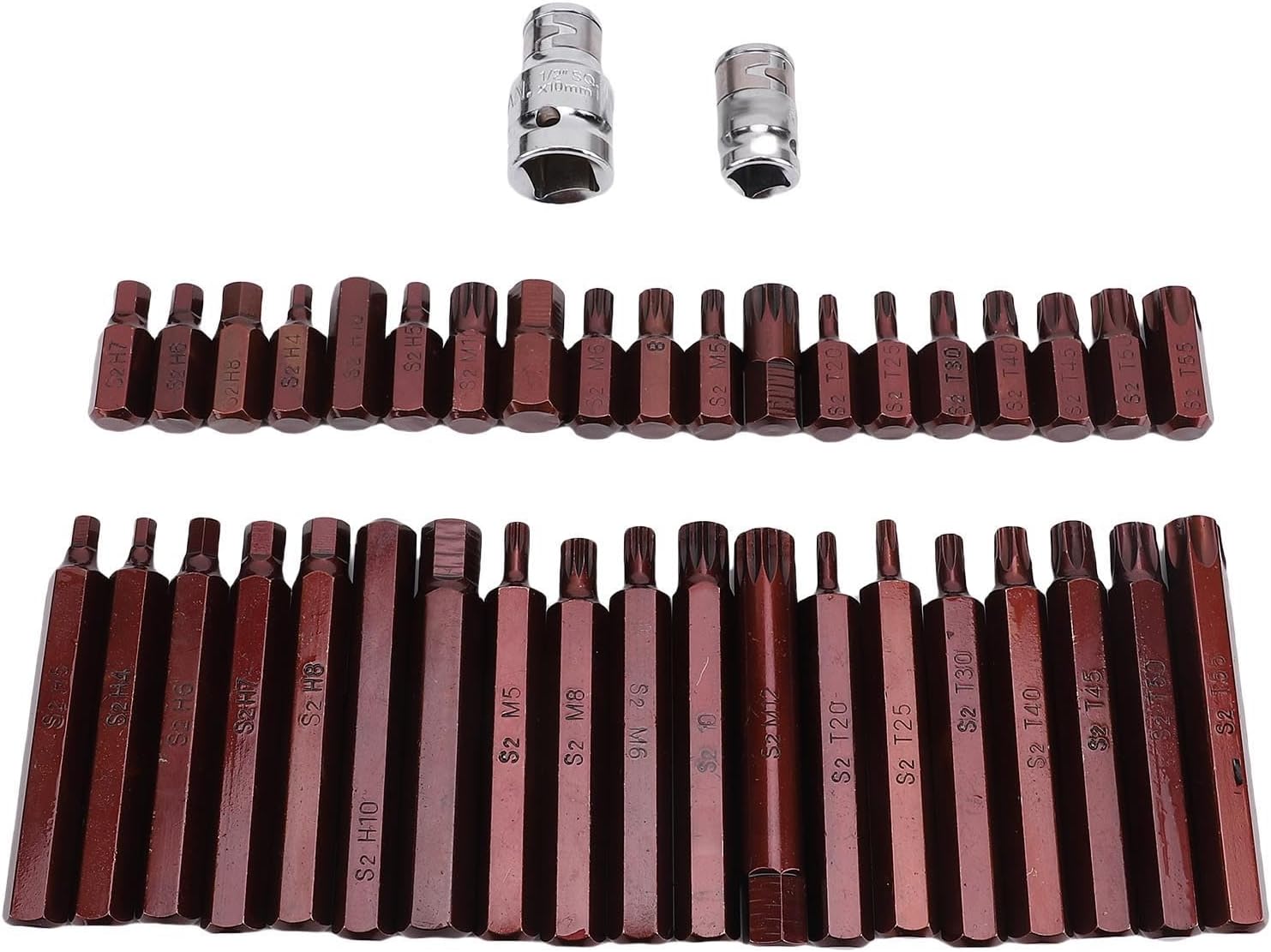 Pissente 40Pcs Bit Socket Set, S2 Alloy Steel Cr V High Torsion Star Hex 3 8in Bit for Automotive Mechanic, with Storage Box for Easy Portability