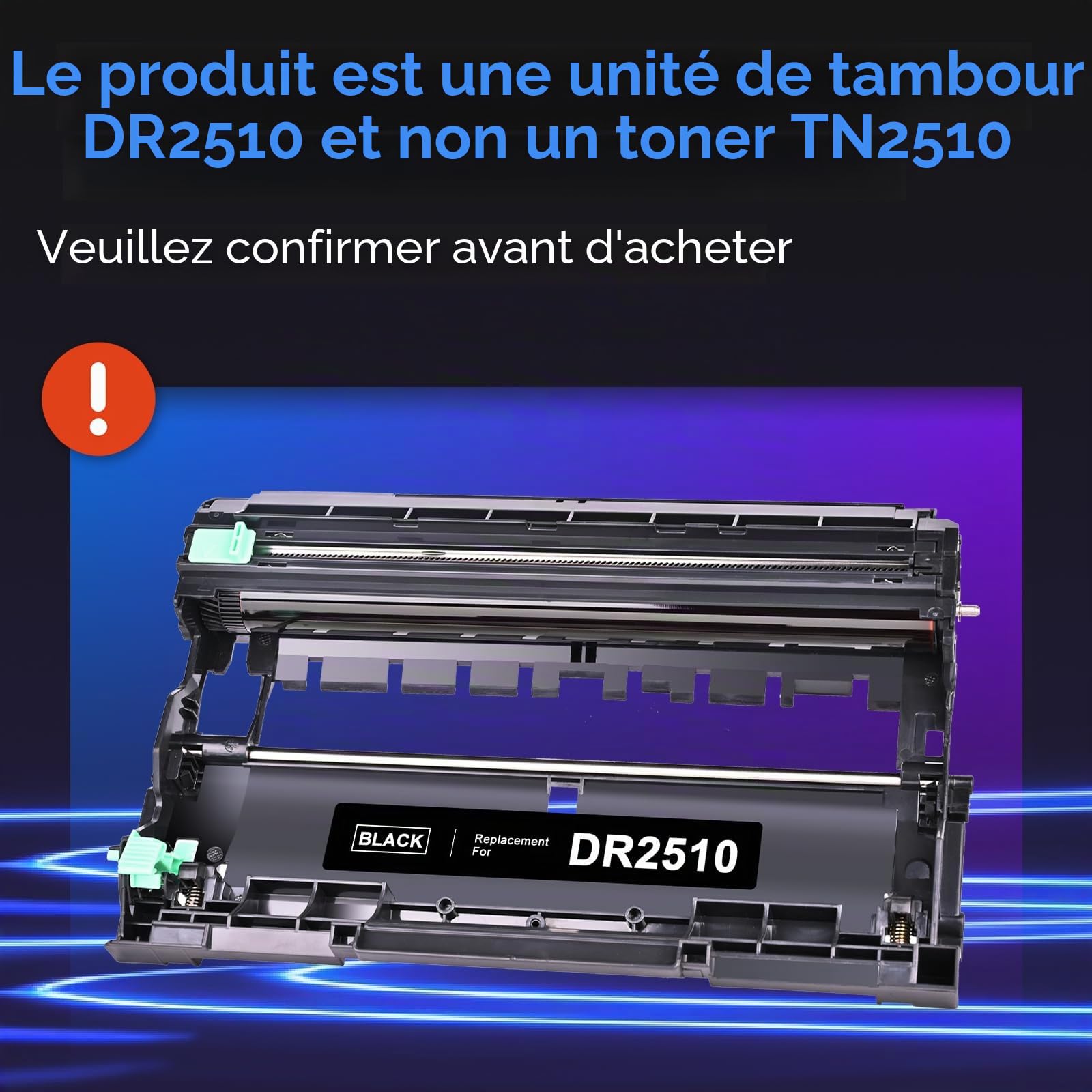 ZIPRINT DR2510 DR-2510 Tambour Compatible avec Brother DR2510 Tambour pour Brother HL-L2400DWE HL-L2400DW MFC-L2835DW MFC-L2827DW MFC-L2860DWE DCP -L2665DW DCP-L2627DW DCP-L2620DW