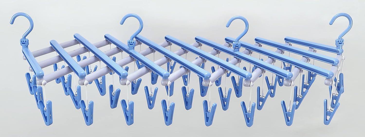 Sawafuji FPC-44 Telescopic Pinch Hanger, Free Pincher, 44 Pinches, Sky Blue, Made in Japan
