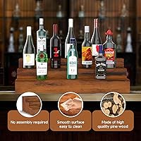 Vista 4 de Paquete de 2 soportes para botellas de licor, estante de exhibición de botellas de licor de 3 niveles, capacidad para 36 botellas, madera real