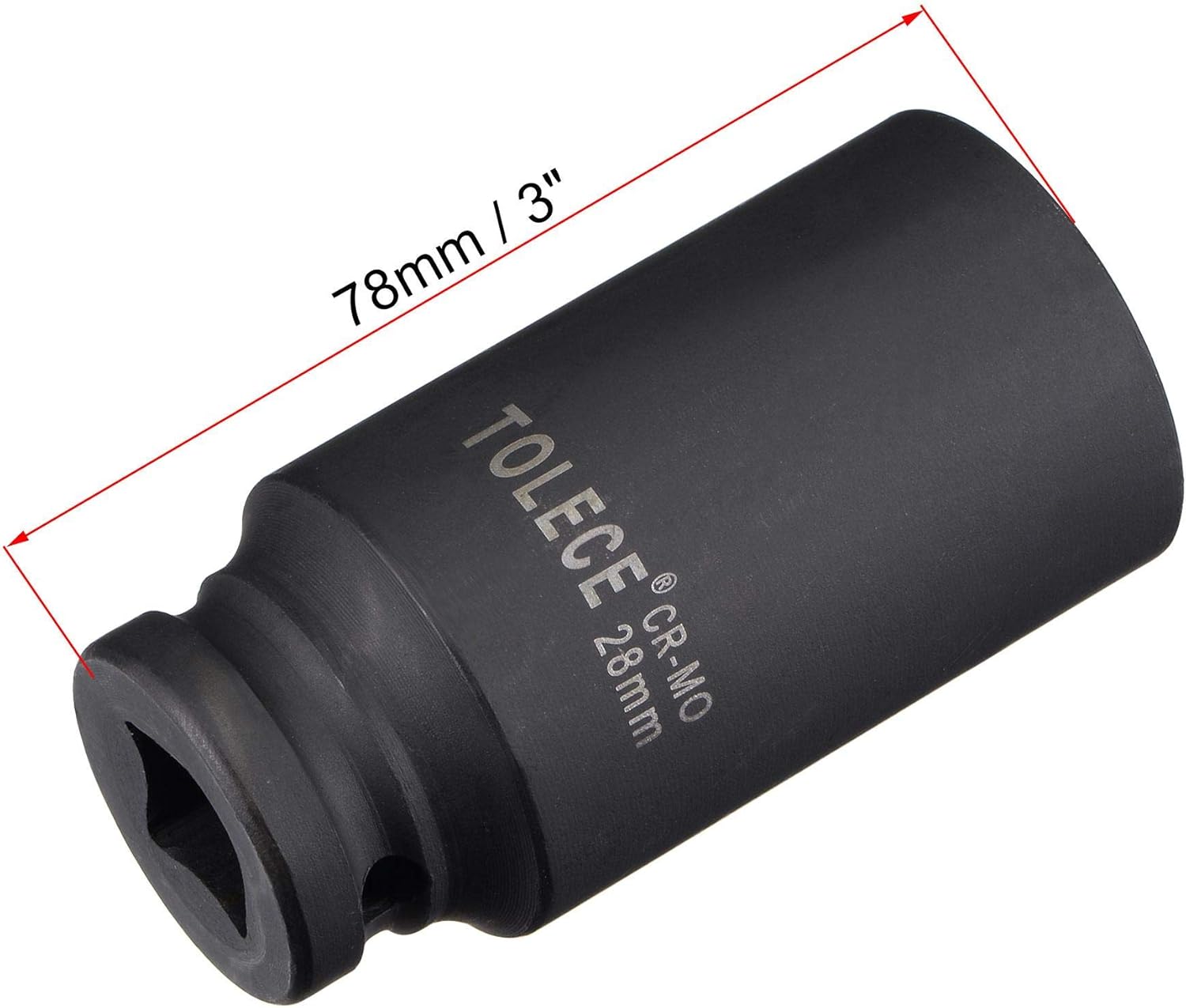 uxcell 1/2-Inch Drive 28mm 12-Point Deep Impact Socket, CR-MO Steel 78mm Length, Metric Sizes