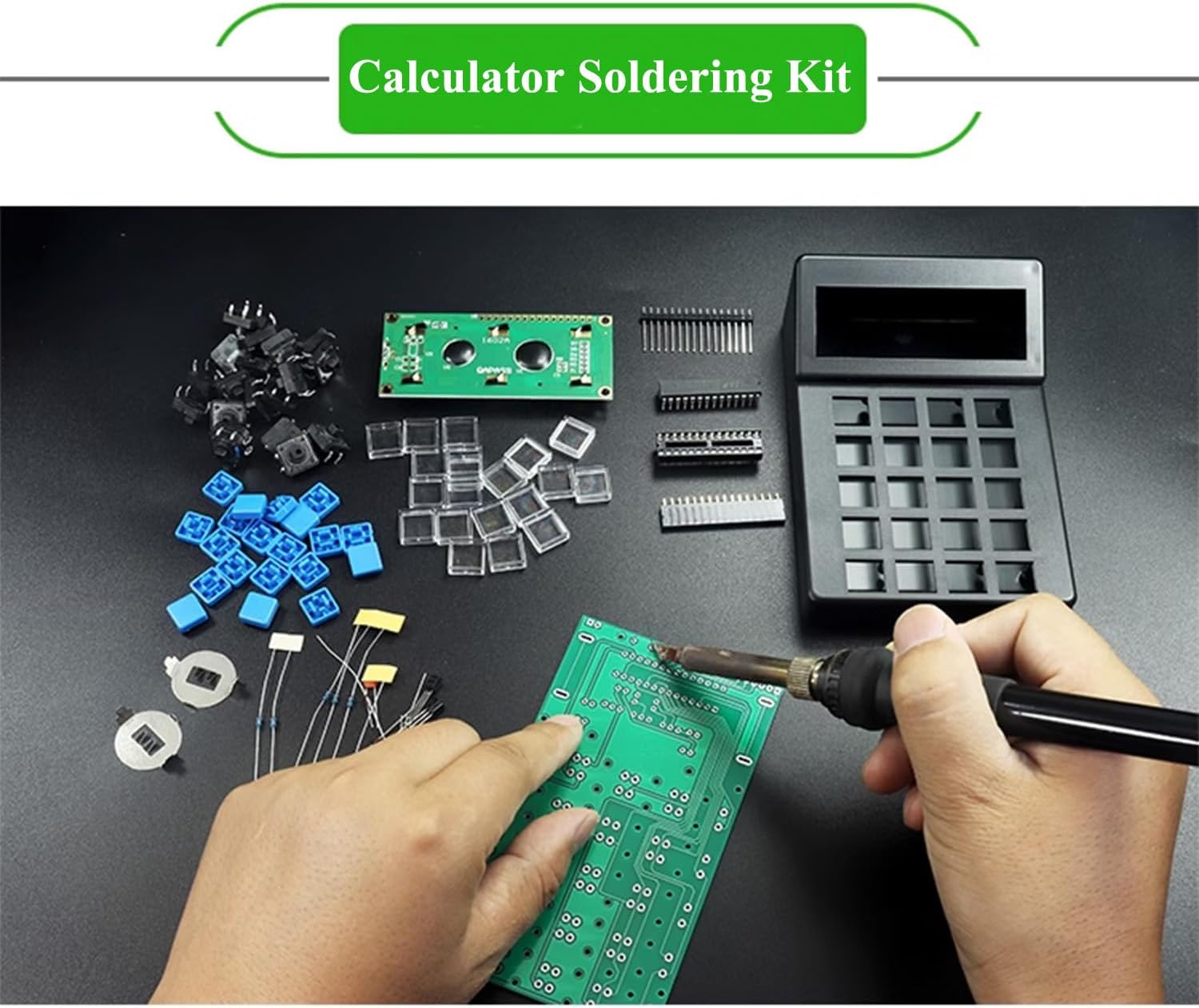 Electronic Calculator Soldering Practice Kit Desk Calculator Soldering Project Kit Electronic DIY Kits with 1602 LCD Display HUAGZIMO