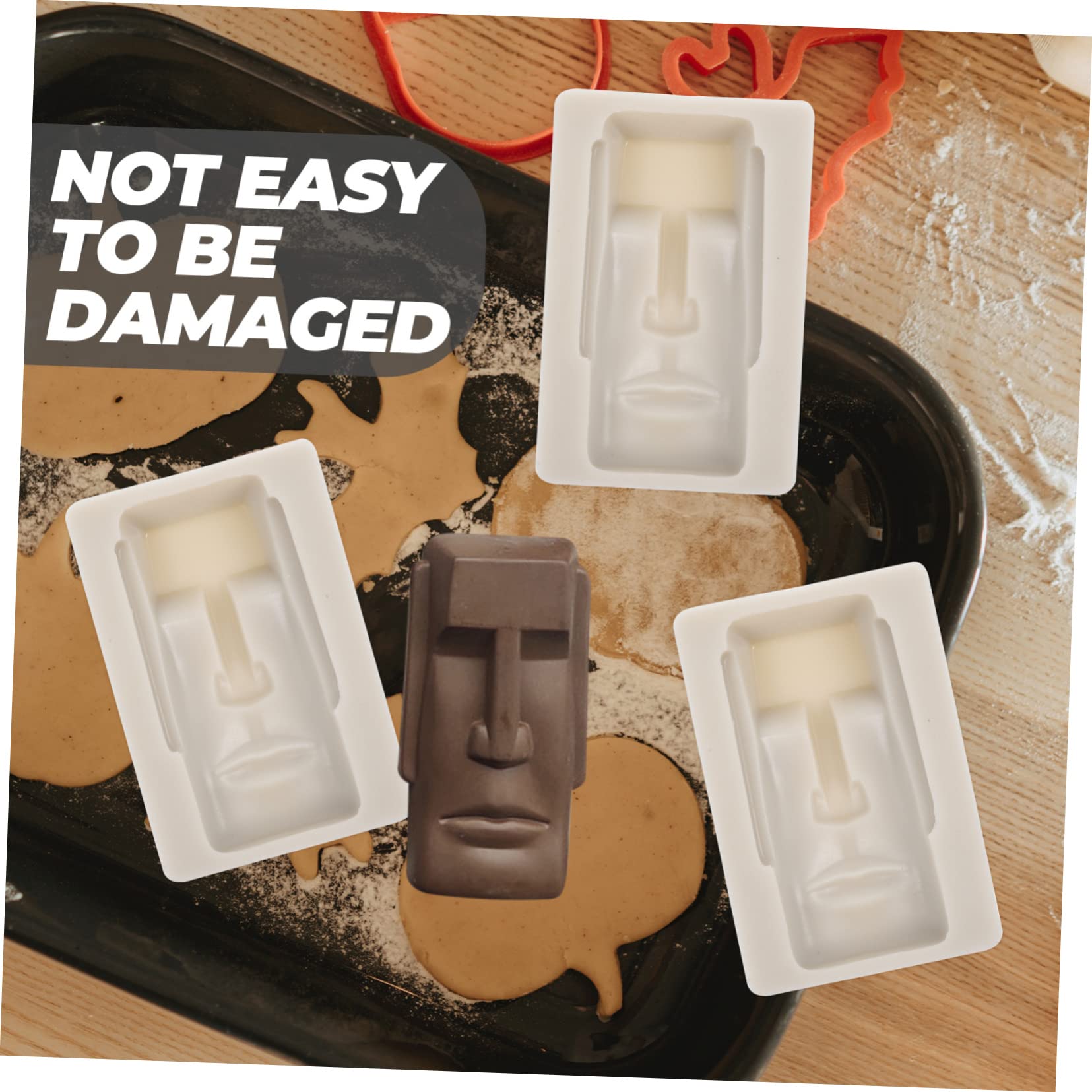 TOPBATHY 5pièces Moule à Chocolat Silicone Moai Moule Décoratif Pour Biscuits Et Gâteaux De Pâques à Fondant Pour Chocolat