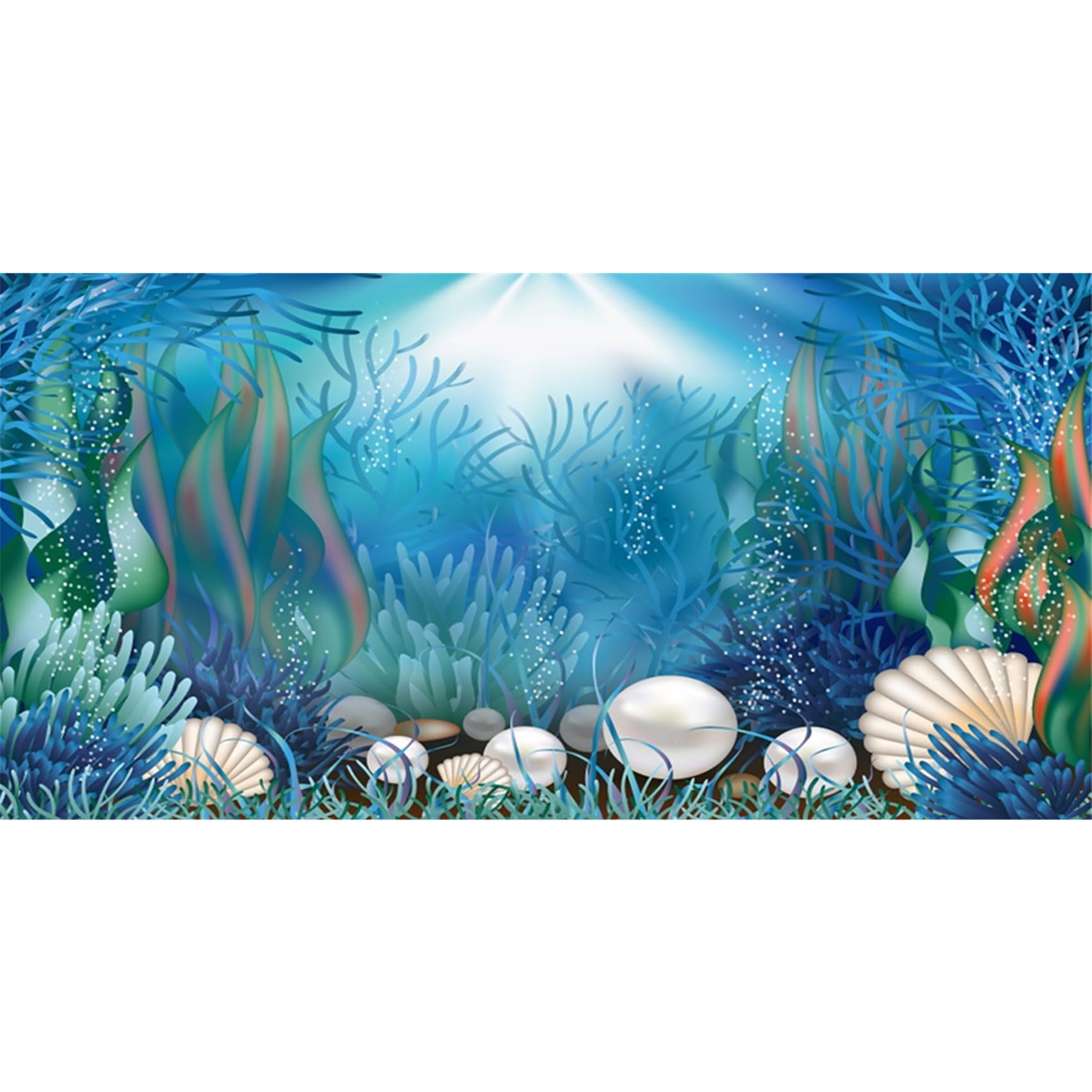 MIRRORANG 61x41cm Underwater World Aquarium Background Aquatic Plants Coral Pearls Fish Tank Background Tropical Terrarium Background