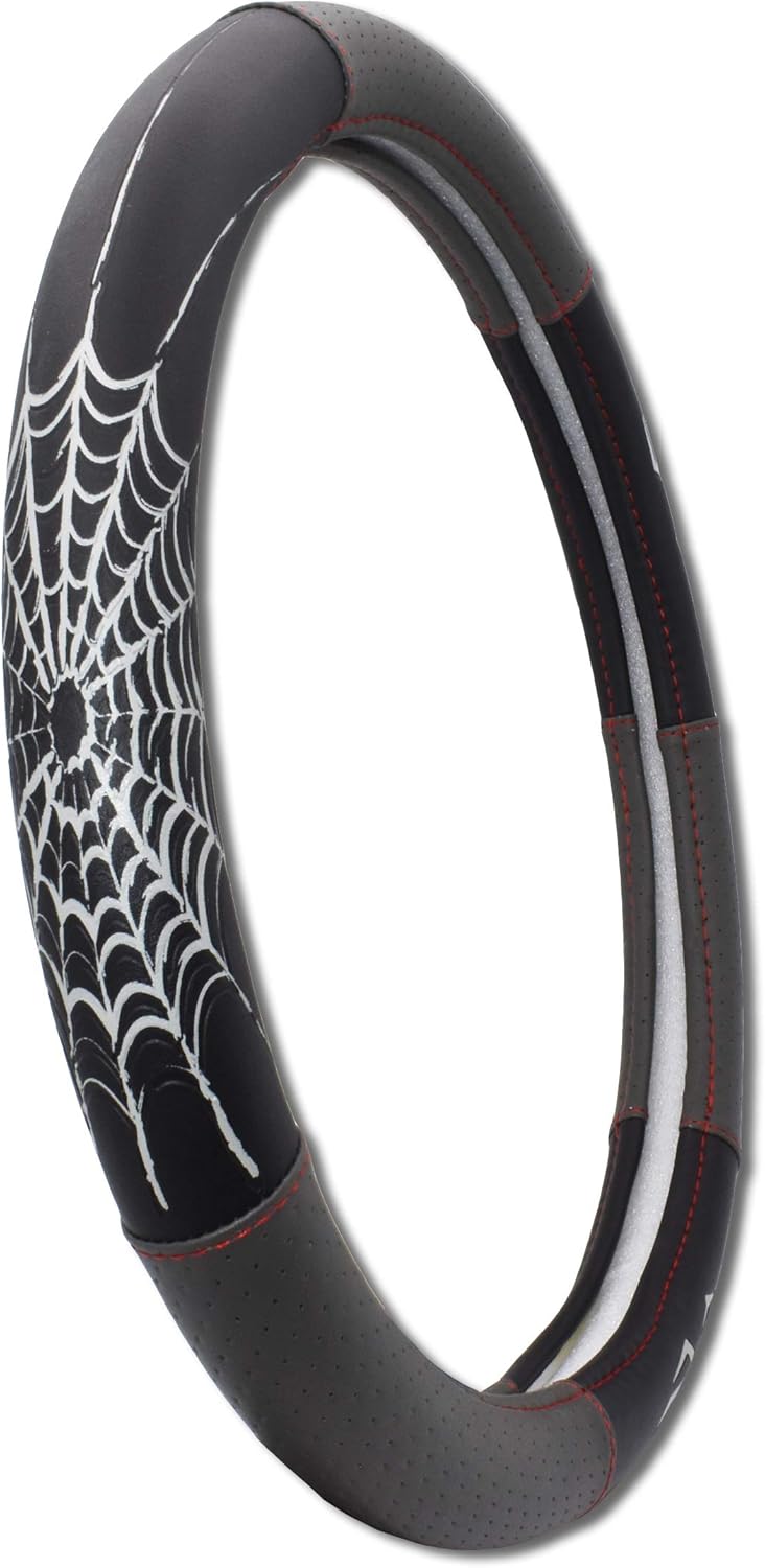 Elektroplate Metalhead Spider Premium Steering Wheel Cover - Large Size - Fits SUVs and Trucks with Diameter 15.5” to 16.2”