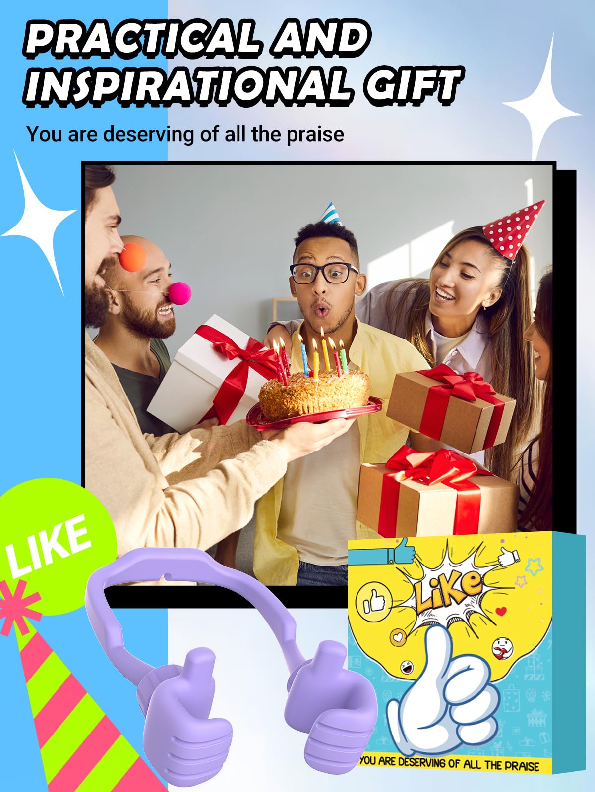 Cesta de Pascua para niños, niñas, adolescentes, adultos, hombres y mujeres: soporte para teléfono celular para pulgares arriba, perezoso, para regalos de escritorio para papá, mamá, esposa
