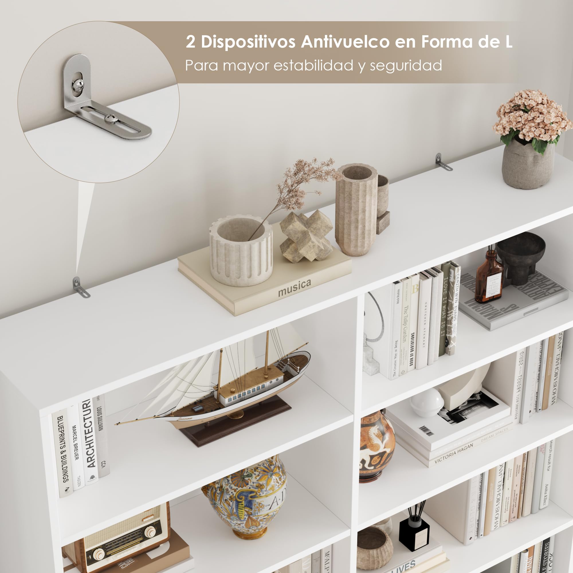 FirFurd Estanteria Libros con 12 Compartimentos, Libreria Estanteria | Estanteria Salon, Librerías Salón, Mueble Almacenaje para Libreria, Oficina, Estudio, Blanco, 120x30x188,7cm