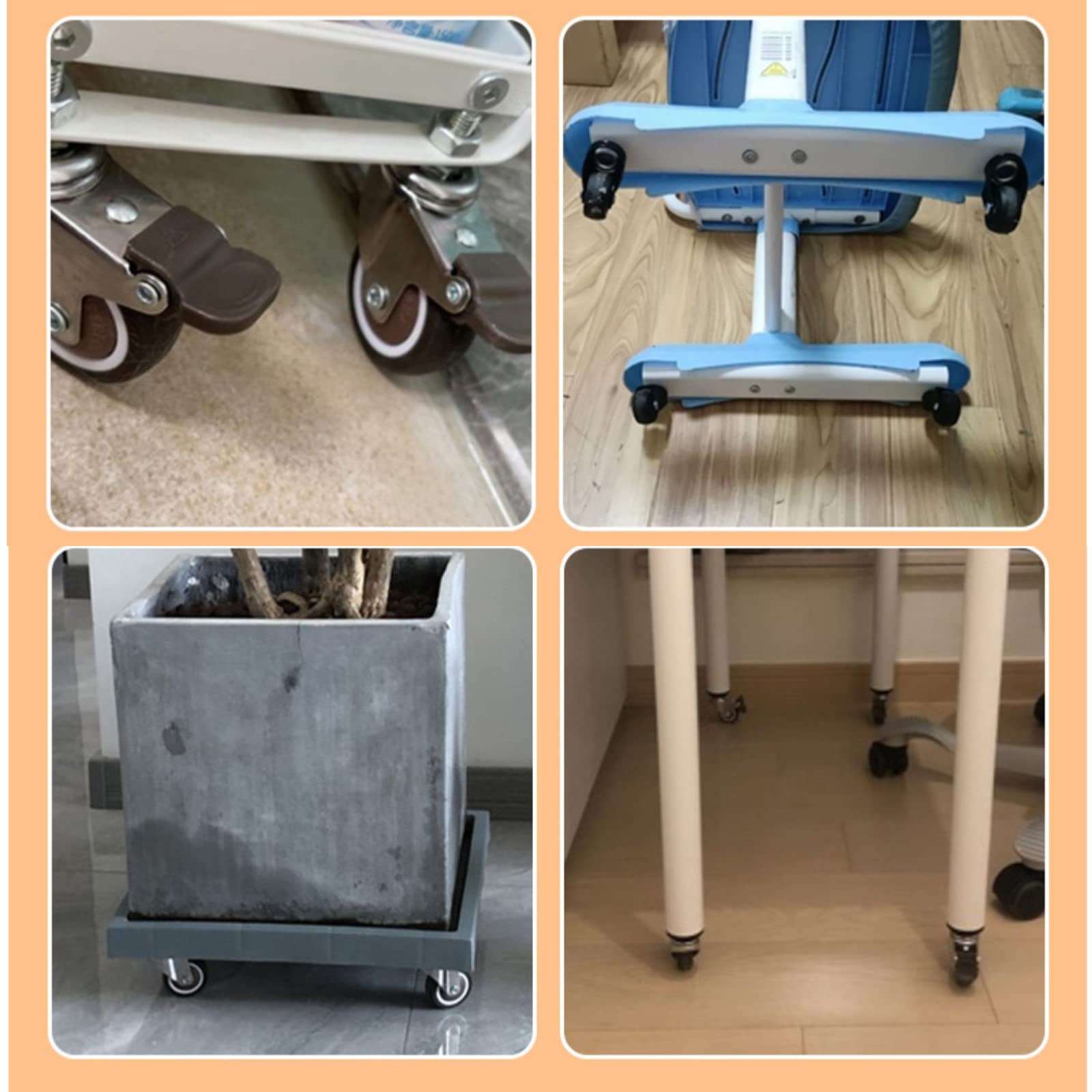 roulettes pivotantes Robustes en Caoutchouc TPE pour Chariot de Courses, roulettes de Rechange à Tige filetée M10 x 25 mm, pour lit bébé, Meuble, Table, 4 pièces (universelles, Ø 50 mm)