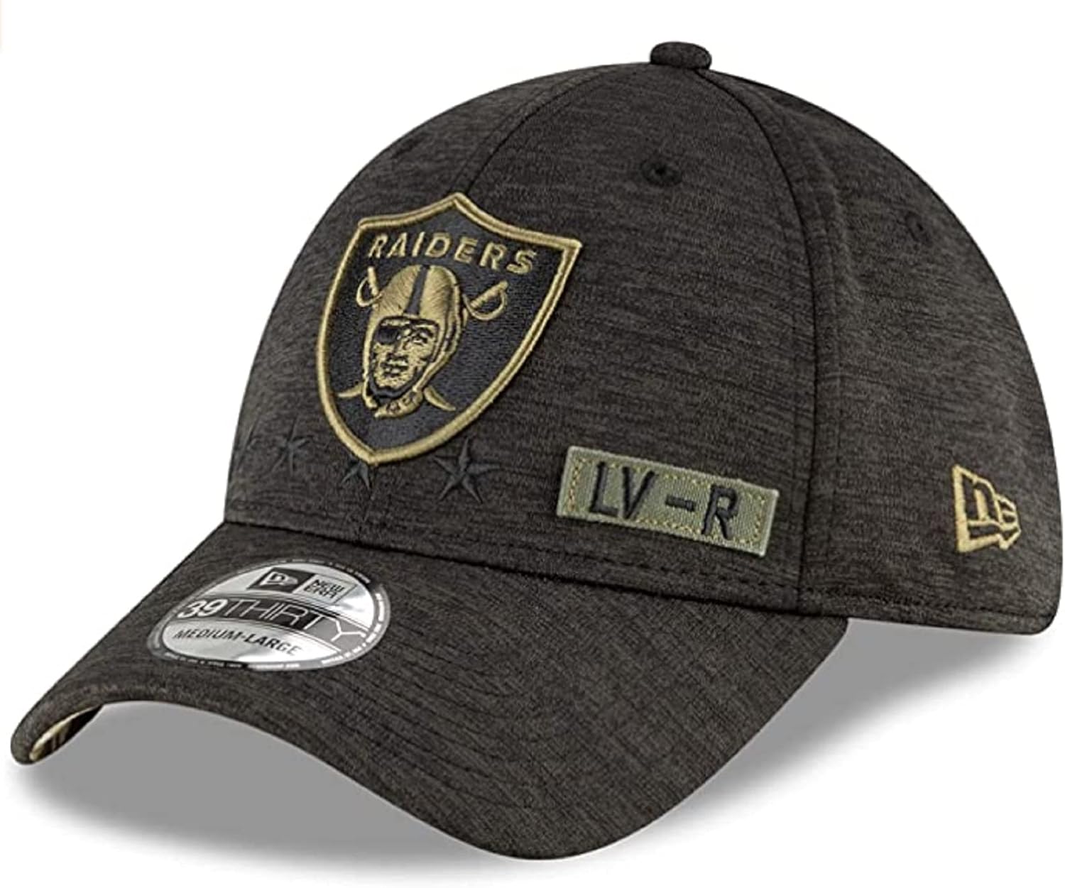 Miniatura 6 de New Era Gorra elástica para hombre Raiders Heather Black Salute to Service Memorial Day Veteran Day 39Thirty Flex