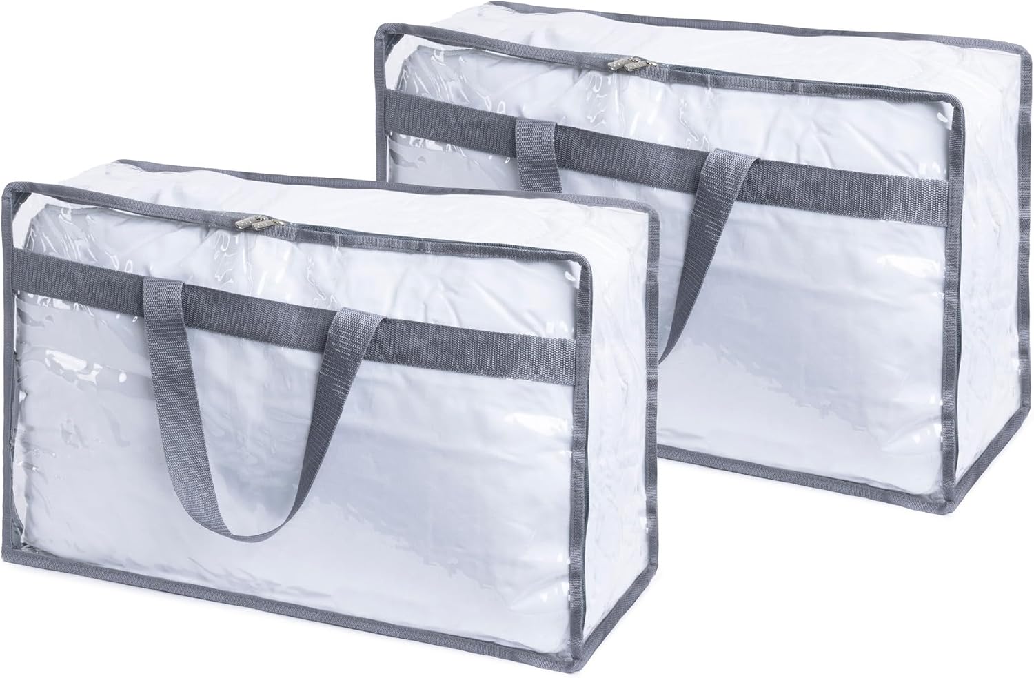 LIVIVO Set of 2 Clear PVC Storage Bags Boxes Organiser With Zips X-Large – Great for Storing Duvets Blankets, Bedding, Clothes Towels, Sweaters Toys – Under Bed Closet Wardrobe Box