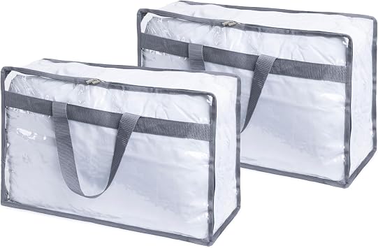 LIVIVO Set of 2 Clear PVC Storage Bags Boxes Organiser With Zips X-Large - Great for Storing Duvets Blankets, Bedding, Clothes Towels, Sweaters Toys - Under Bed Closet Wardrobe Box