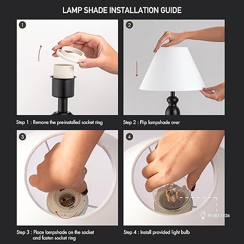 Miniatura 7 de O'Bright Ember - Lámpara de mesa inalámbrica, recargable, regulable al tacto, funciona con pilas, bombilla LED E26, carga rápida tipo C, lámpara