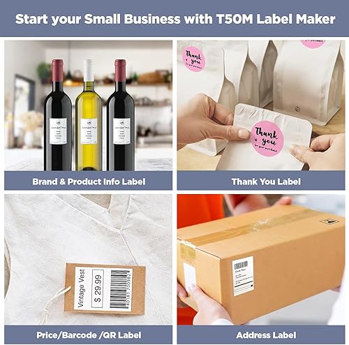 Vista 13 de SUPVAN Cinta para etiquetar serie T50M, 0.98 x 0.51 pulgadas + 0.59 pulgadas (25 x 13 + 0.591 in), 100 etiquetas/rollo de etiquetas térmicas Púrpura