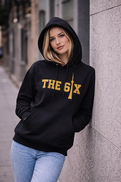 6ixset CN Tower x The 6ix Adult Pullover Hoodie (Small, Gold Logo