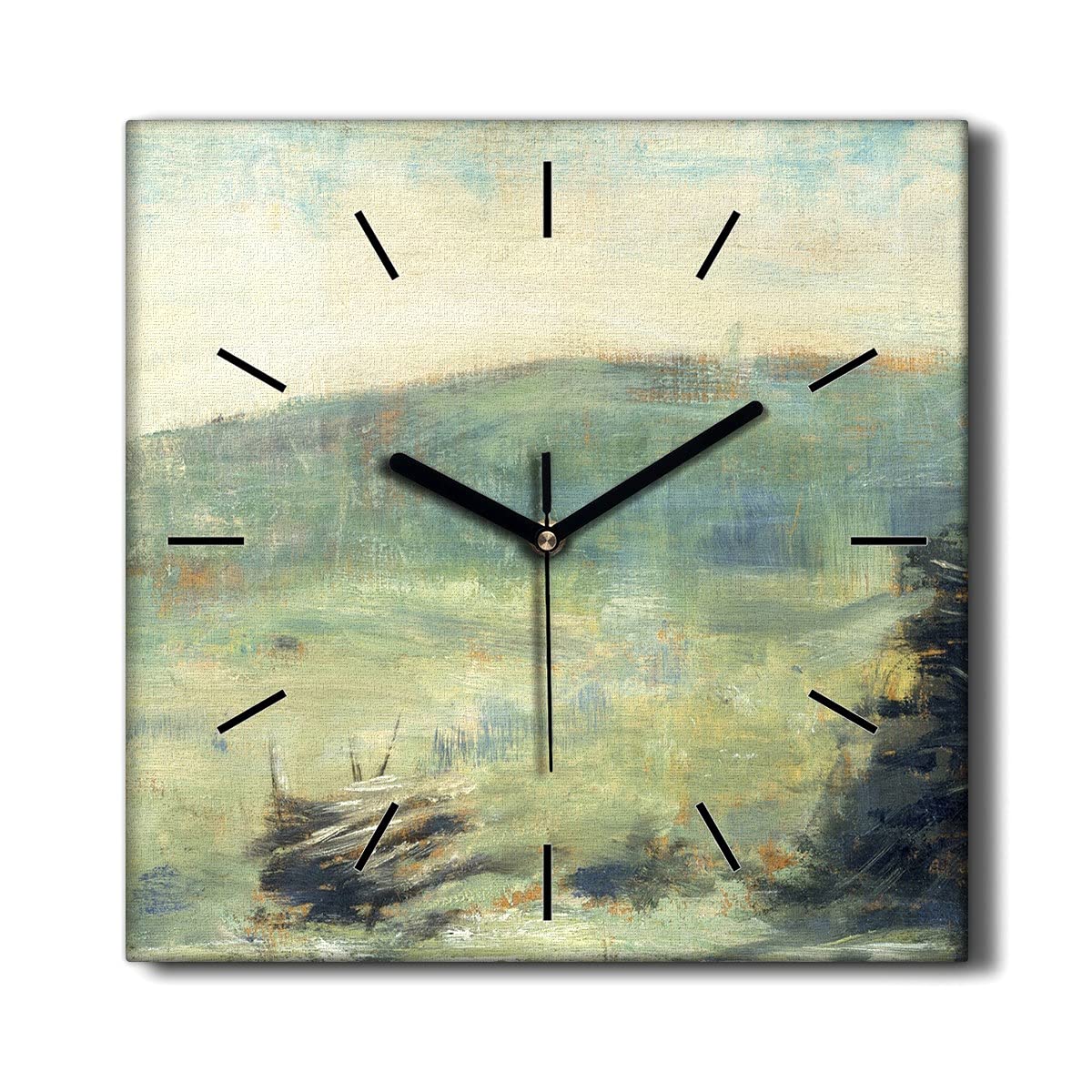 Horloge sur Toile 30x30cm Paysage à Saint Ouen Seurat Décoration Murale Salon sans Tic-Tac