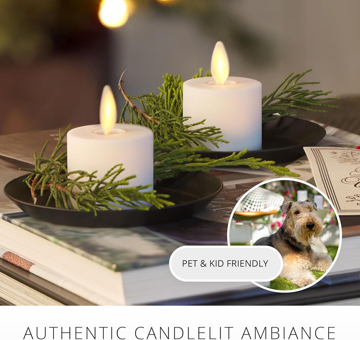 Luminara Moving Flame LED Flameless Tealight (1.4" x 2") Remote Ready Battery Operated Plastic LED Flameless Tea Light - Smooth Matte - Pearl Ivory (2-Pack White) - Image 5