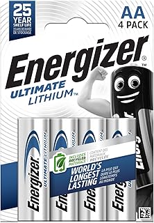 Energizer Ultimate Lithium AA Batteries (4 Pack) - World's Longest Lasting Double A Battery - Ideal For High Drain Devices - 100% Recyclable Plastic Free Packaging - 25 Year Shelf Life