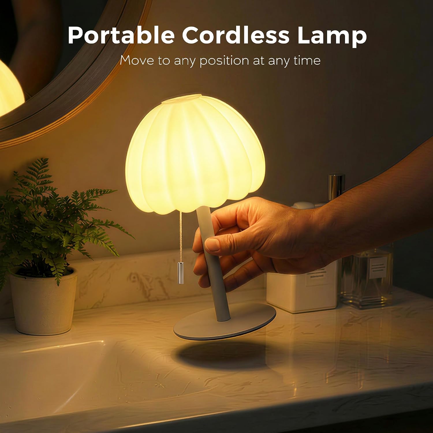 Waterproof Rechargeble Shower Lamp, Outdoor Cordless Table Lamp with 16 Color Changeable, Dimmable Touch Lamp for Inside Shower with Remote Control, LED Night Light for Bathroom, Restaurant - Gray