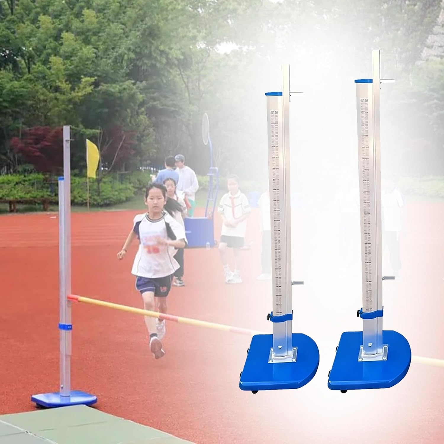 Track & Field Jumping Equipment Stand, Competition High Jump Standards with Moveable Base, Sports Day/Gym Class Jumping Training Posts for Student