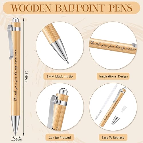 Miniatura 4 de Yeaqee 36 juegos de regalo de agradecimiento a los empleados, incluye bolsas motivacionales de arpillera con cordón, bolígrafos retráctiles de