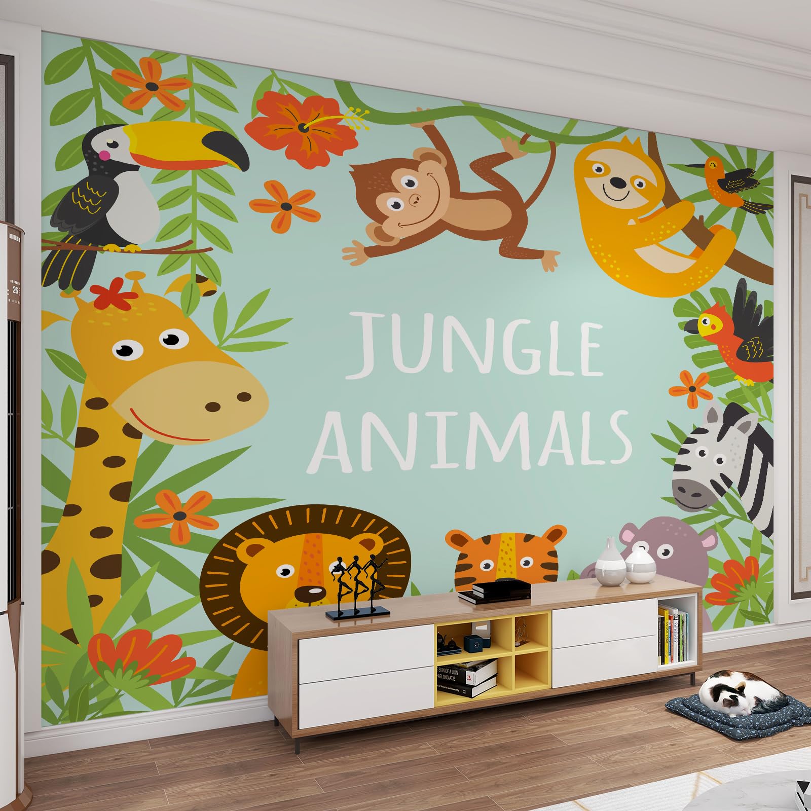 Papier peint 3D jungle pour égayer votre salle à manger conviviale