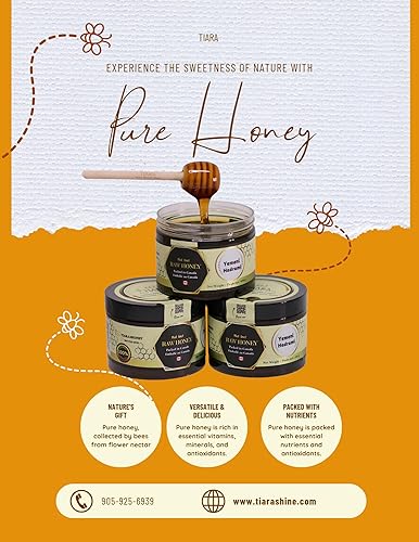 Miniatura 6 de TIARA Miel de Hadrami Yemení – 100% cruda, pura y natural, certificado CFIA, sin pasteurizar, empaquetada en Canadá, calidad premium, 14 onzas