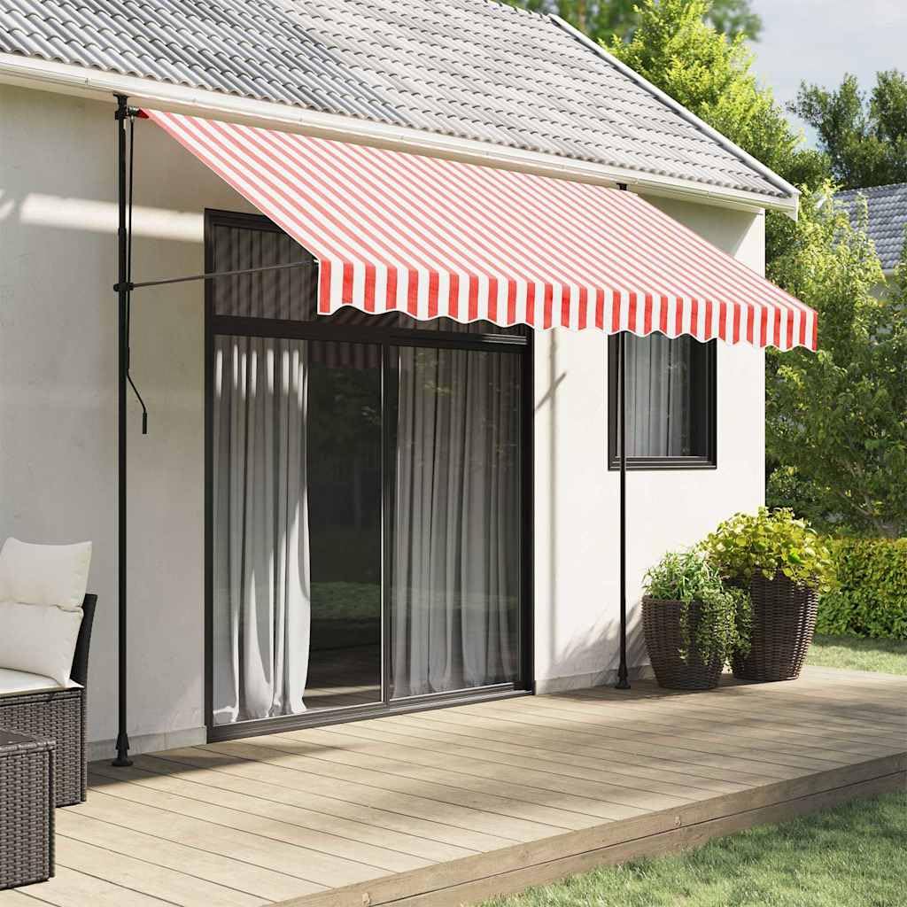 Tissu d'auvent de rechange rouge et blanc 3x2,5m en polyester PU