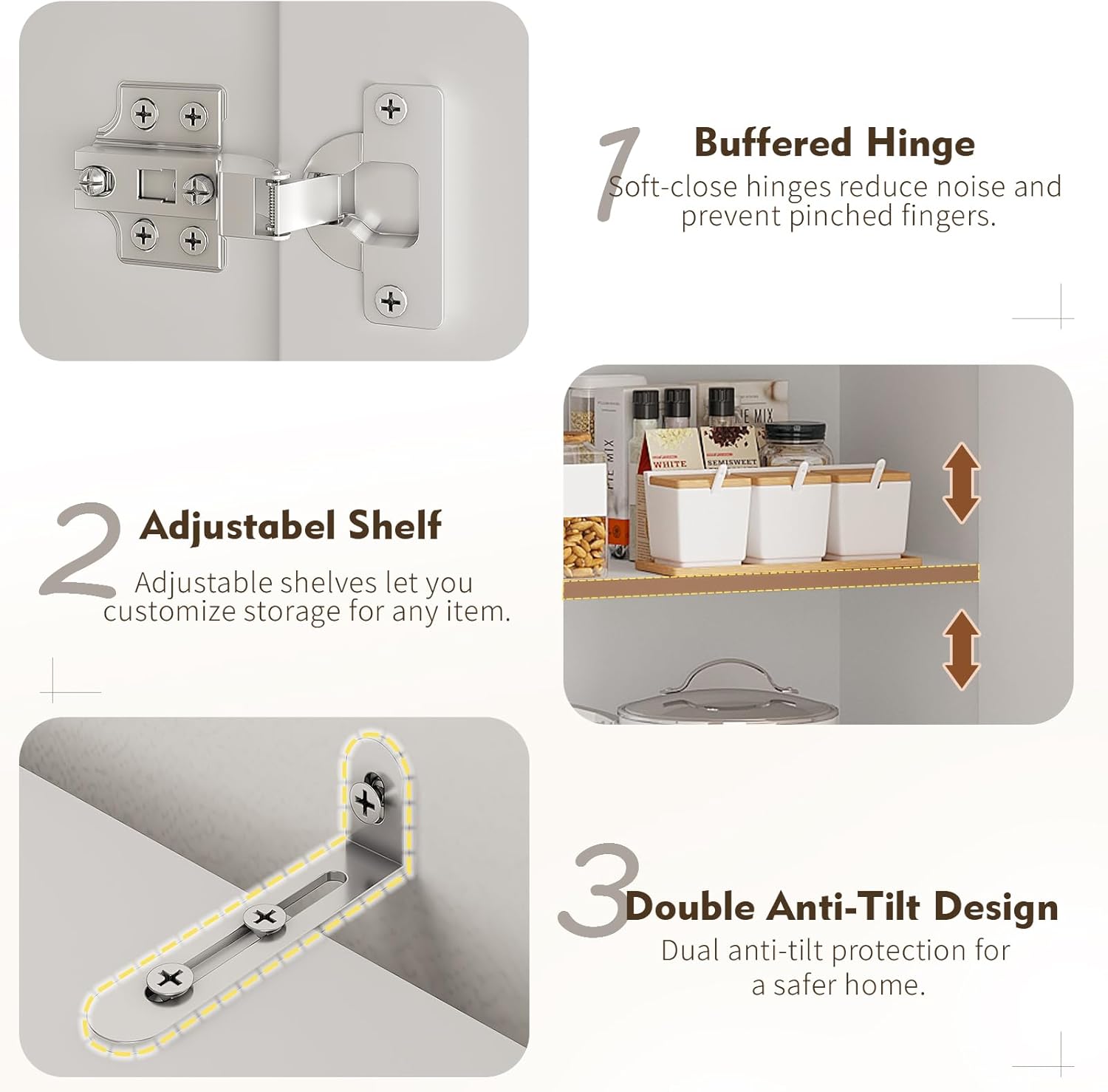 MEISSALIVVE Kitchen Pantry Storage Cabinet with LED Lights, 78.7" Tall with Glass Doors & Drawers, Freestanding Utility Cabinet, White (63" W x 15.7" D)