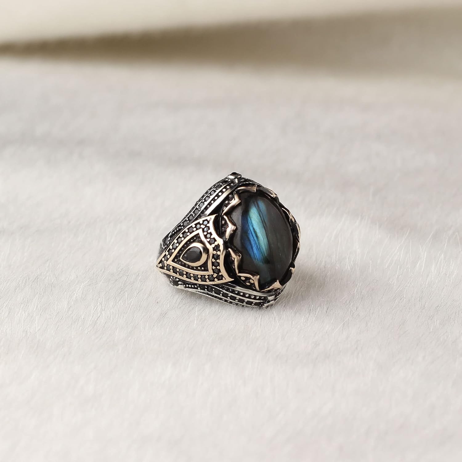 925 Sterling Silver Natural Labradorite Gemstone Handmade Mens Ring, Gift for Him, Boyfriend Gift, Gift for Men, Fathers Day Gift gifts for men handmade rings valentines day gifts for him