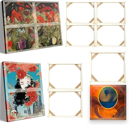 Miniatura 5 de Kit de marco de lienzo de madera maciza, barras de madera maciza para pinturas al óleo, impresiones de lienzo, marco de póster para estirar y