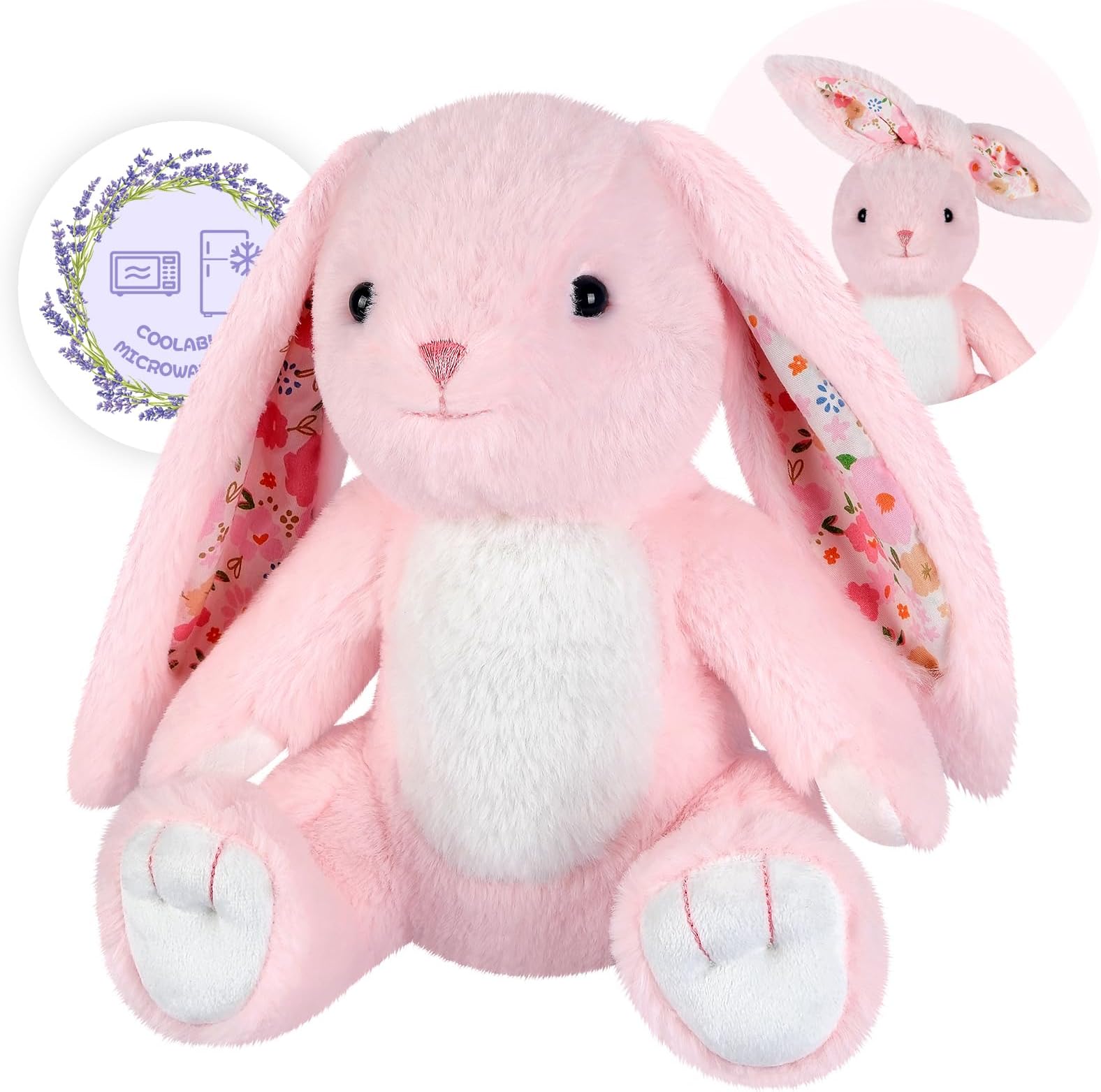 Heatable & Coolable Bunny Stuffed Animal, Microwavable Heating Pad Stuffed Animal for Soothing & Relaxation, Lavender Scented Bunny Plush Toy, Easter Rabbit Gifts for Kids