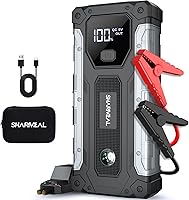 Sharmeal 5000A Peak Jump Starter for 10L Gas/9L Diesel - Portable 12V Battery Pack, Power Bank & 800-Lumen LED Light